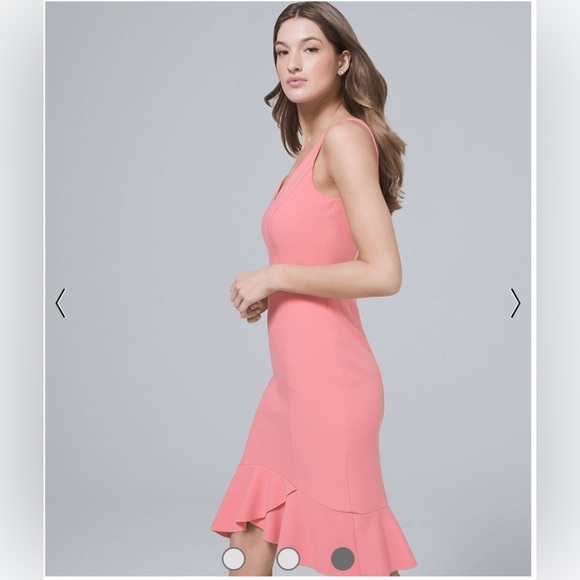 White House Black Market Flounce coral dress size 10 NWT’s - Picture 3 of 13